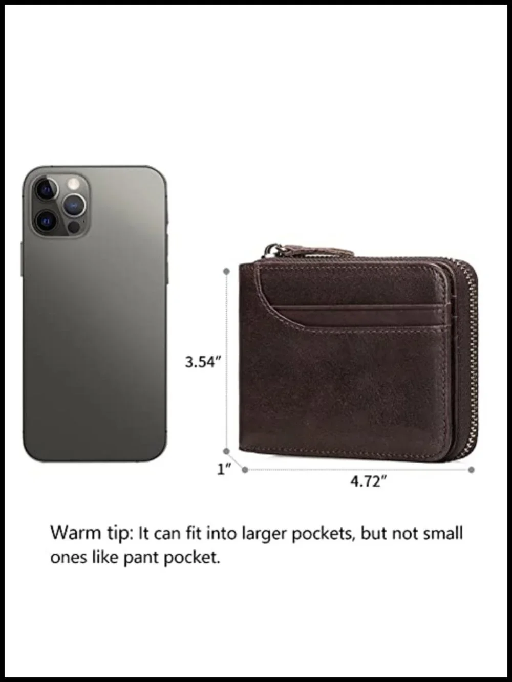 Genuine Leather RFID Front Pocket Zip Bifold Wallet for Men